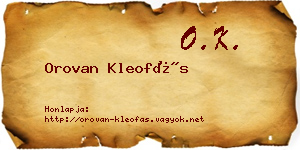 Orovan Kleofás névjegykártya